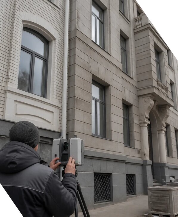Лазерное сканирование фасадов зданий для обследования в Рязани